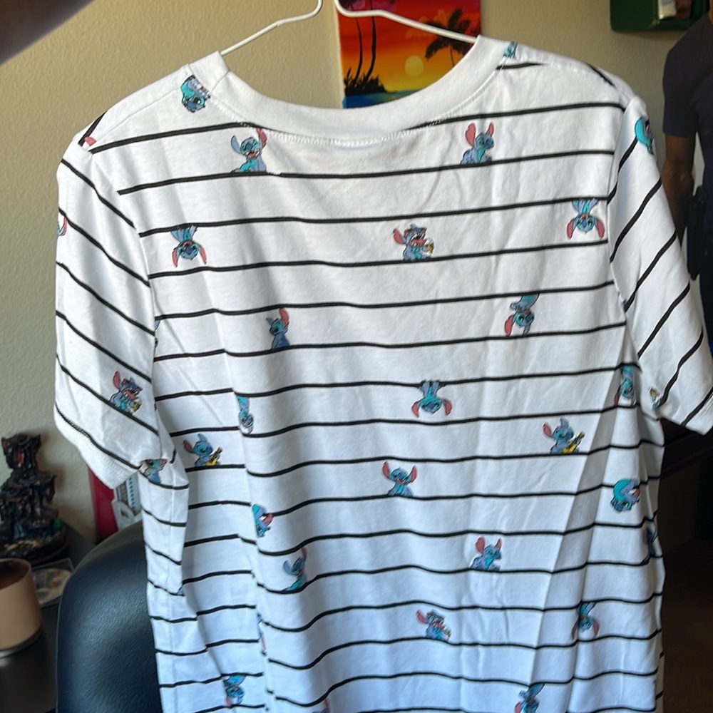 White, stitch covered T-Shirt